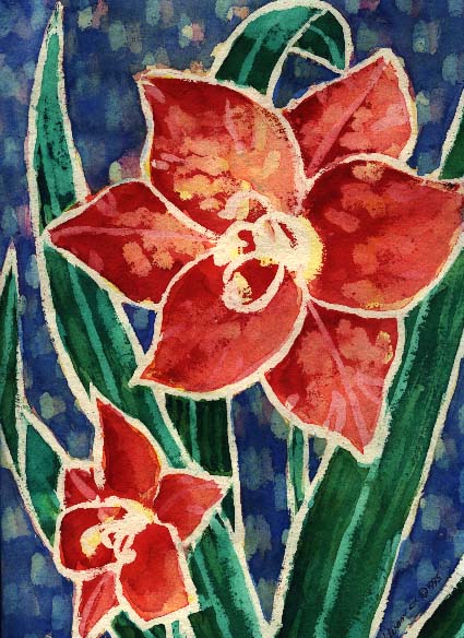 amaryllis, watercolor painting