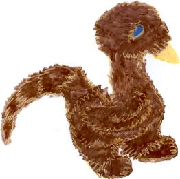 duck-billed, long-tailed, fuzzy DoDo